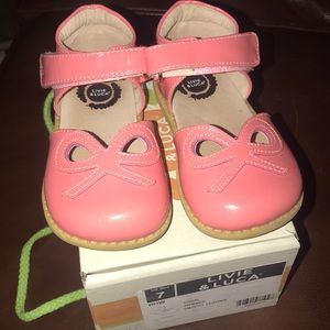 Livie and Luca shimmer smooth leather coral